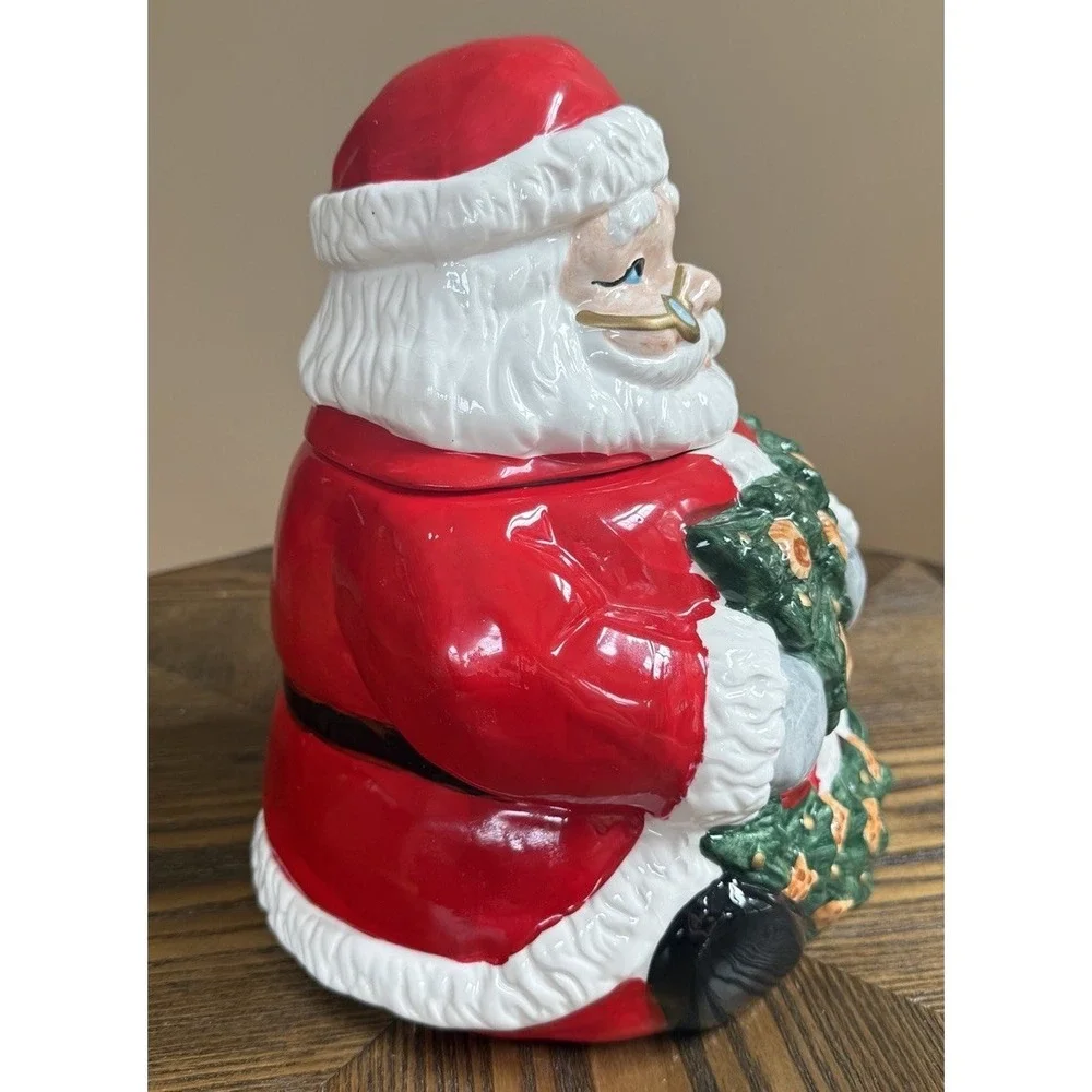 Vintage World Bazaars Inc Santa Claus Ceramic Cookie Jar Christmas Holiday WBI